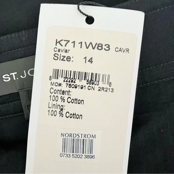 St John Black Cotton Caviar Sharkbite Hem Midi Skirt - Picture 6 of 7